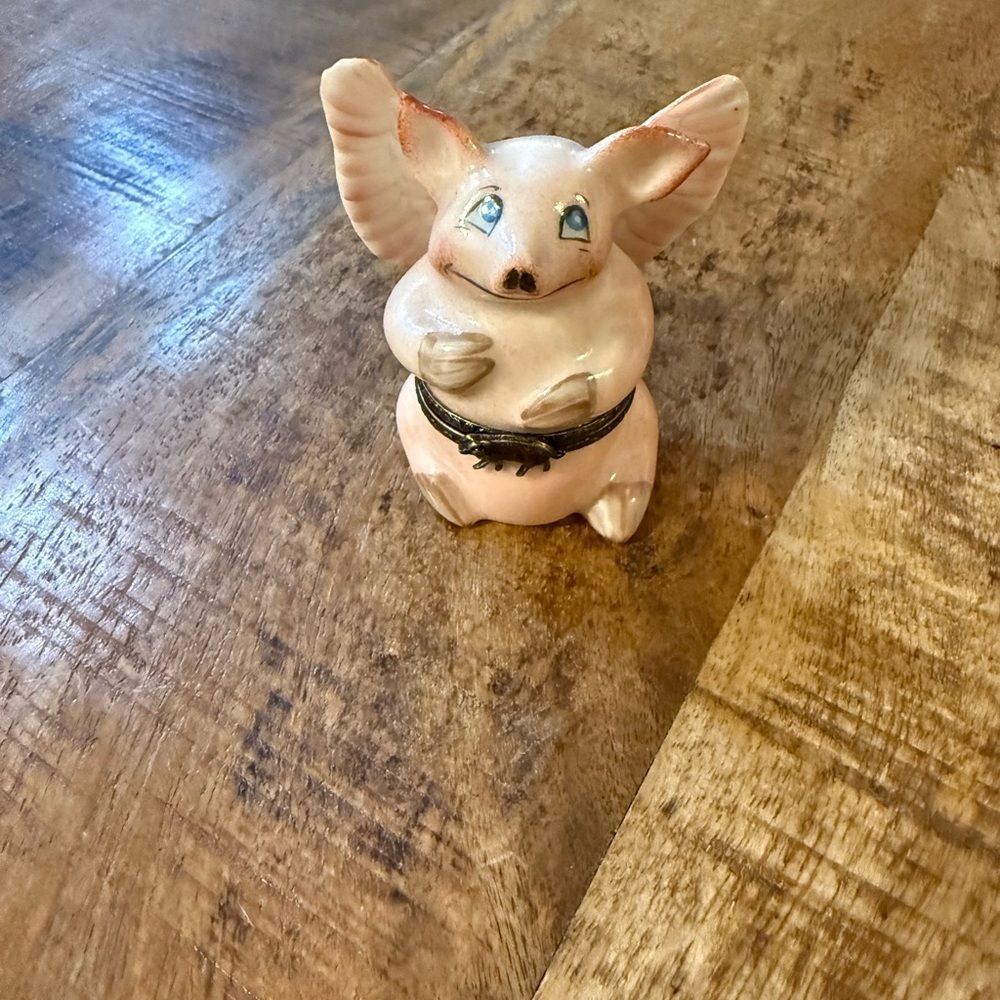 Limoges France Angel Pig Trinket Box